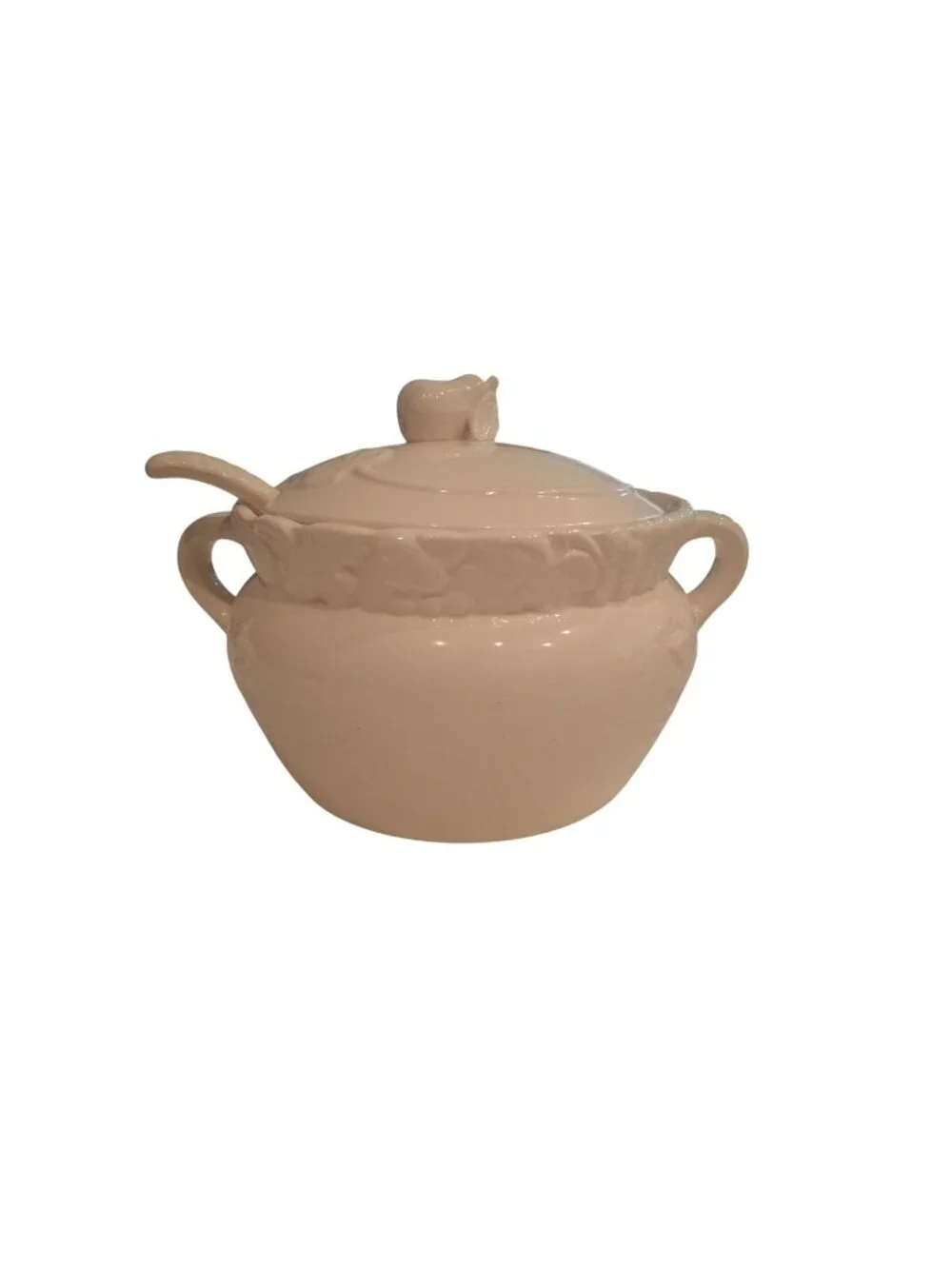 Vintage White Ceramic Soup Tureen Lid Ladle Fruit Cottagecore Farmhouse 8